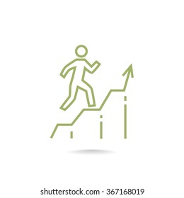 Business man running top of graph icon