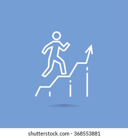 Business man running top of graph icon