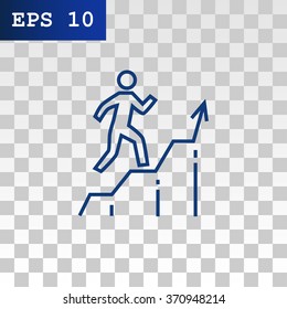 Business man running top of graph icon