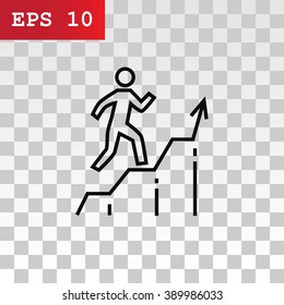 Business man running top of graph icon