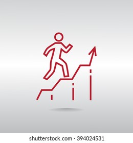 Business man running top of graph icon