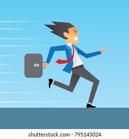 A business man runs to success.