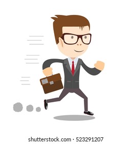 A business man runs to success. Stock vector illustration
