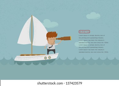 Business man sailing and  looking future , eps10 vector format