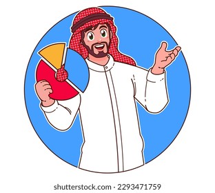 business man Saudi Arabia business presentation, carrying business chart