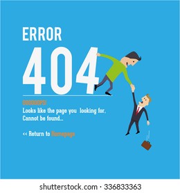 Business man saving. Page not found, 404 error. Web page.