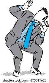 business man scared gesture vector illustration