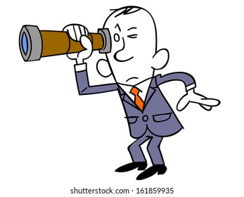 business man to see the distant telescope