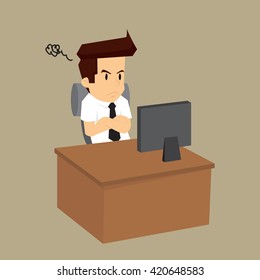 business man is serious about work. vector