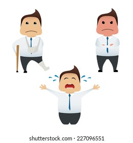 Business man set doing actions for use in advertising, presentations, brochures, blogs, documents and forms, etc.