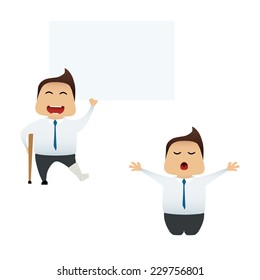 Business man set doing actions for use in advertising, presentations, brochures, blogs, documents and forms, etc.