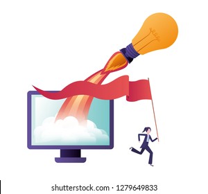 business man with set icons