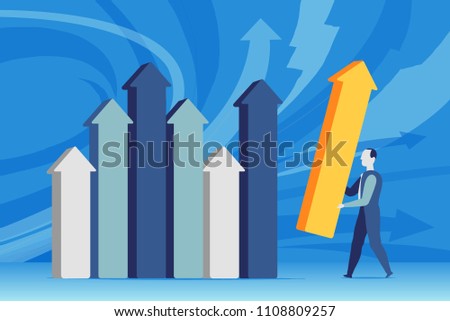 A business man sets the stats of sales