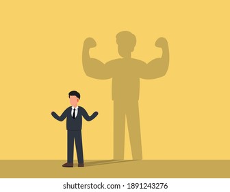 Business man with a shadow career strength. Concept business success, Strong, Successful.