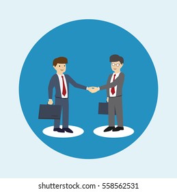 Business man are shaking hands. Co-operation concept. flat design. vector illustration