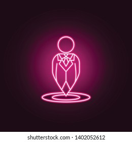 business man in the shape of a pin neon icon. Elements of Navigation set. Simple icon for websites, web design, mobile app, info graphics