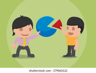 Business Man Share Pie Graph Vector