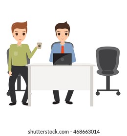 Business man shared working environment.People talking and working.