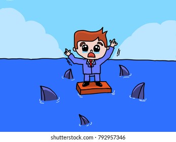 business man with shark