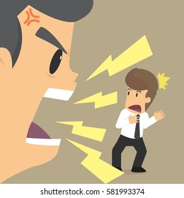 business man shocked the bawl of the boss. vector