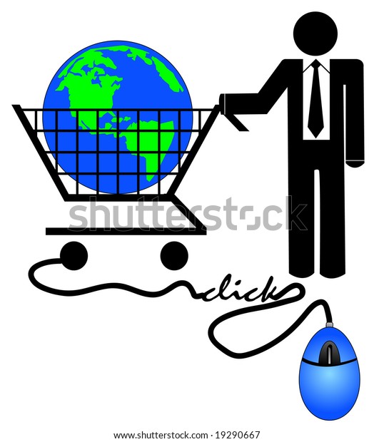 Business Man Shopping Carting Computer Mouse Stock Vector (Royalty Free ...