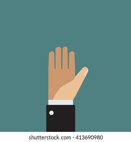 Business man show his hand up