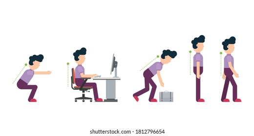 Business Man Showing Correct Posture Different Stock Vector (Royalty ...