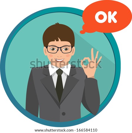 Business man showing a gesture of support, is in a circle