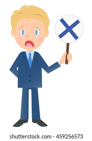 Business man showing an incorrect answer
