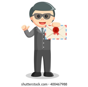 Business man showing mail