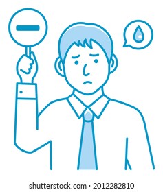 Business man showing placards illustration ( minus mark )