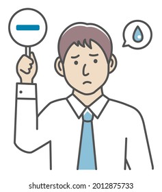 Business man showing placards illustration ( minus mark )