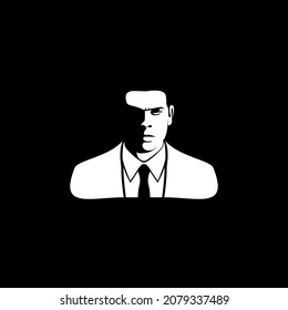 Business man silhouette logo design, designed on black and white color