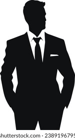 business man silhouette pose vector illustration, eps10