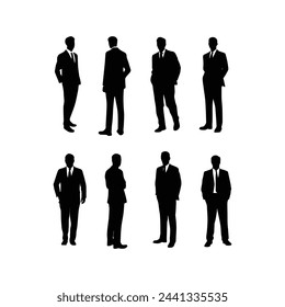 business man silhouette set vector
