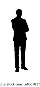 Business man silhouette standing in full length body illustration