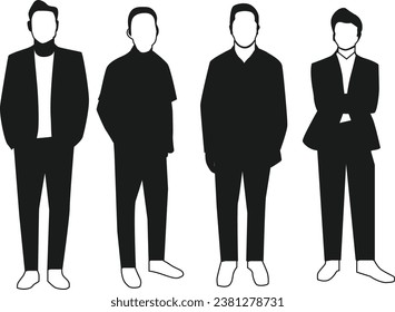 Business man Silhouettes flat vector 