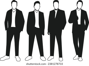 Business man Silhouettes flat vector 