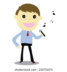business man singing happy 