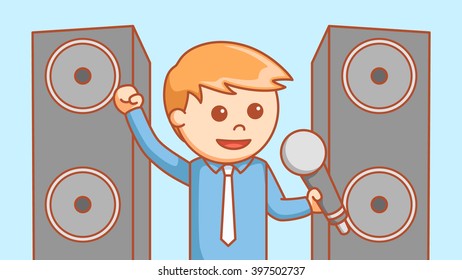 Business man singing illustration design