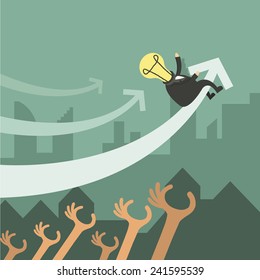 business man sit on top of graph arrow,successful concept,illustration,vector