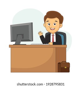 Business man sit at the table in office
