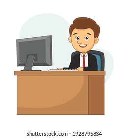 Business man sit at the table in office