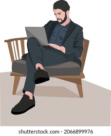 business man sit working on laptop