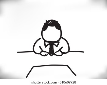 Business man sitting at interview desk 
