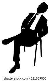 business man sitting and  looking up
