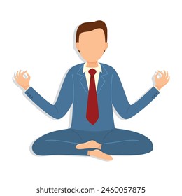 Business man sitting meditation. Flat, Vector, Illustration, Cartoon, EPS10.  