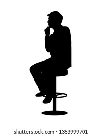 Business man sitting on chair silhouette vector