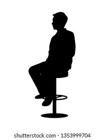 Business man sitting on chair silhouette vector