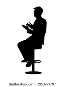 Business man sitting on chair silhouette vector
